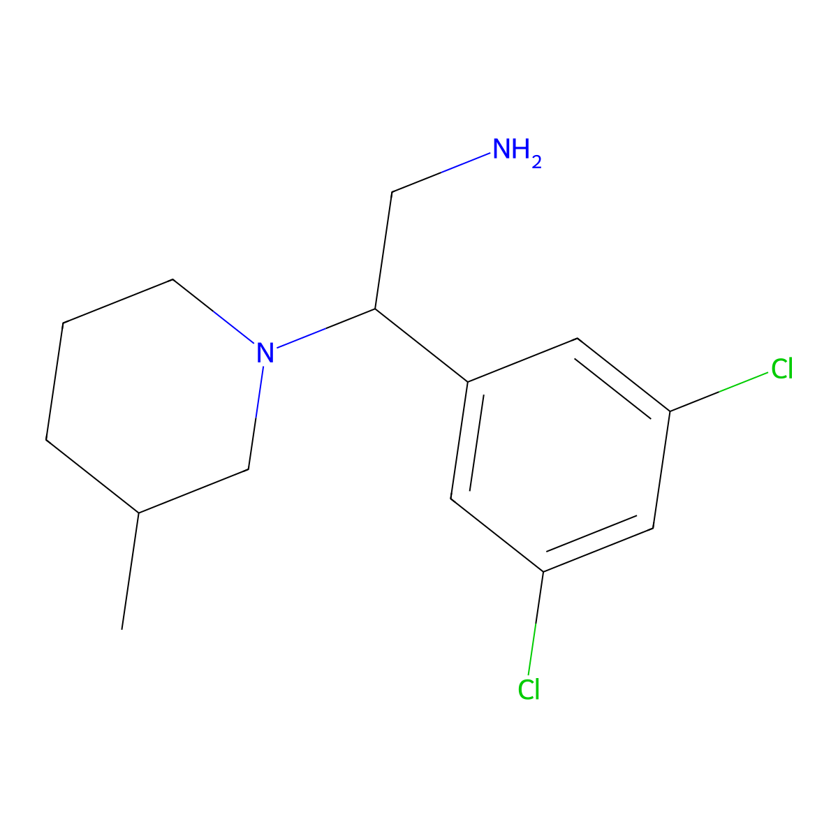 2-(3,5-Dichlorophenyl)-2-(3-methylpiperidin-1-yl)ethanamine molecular structure, CAS 1216139-45-5