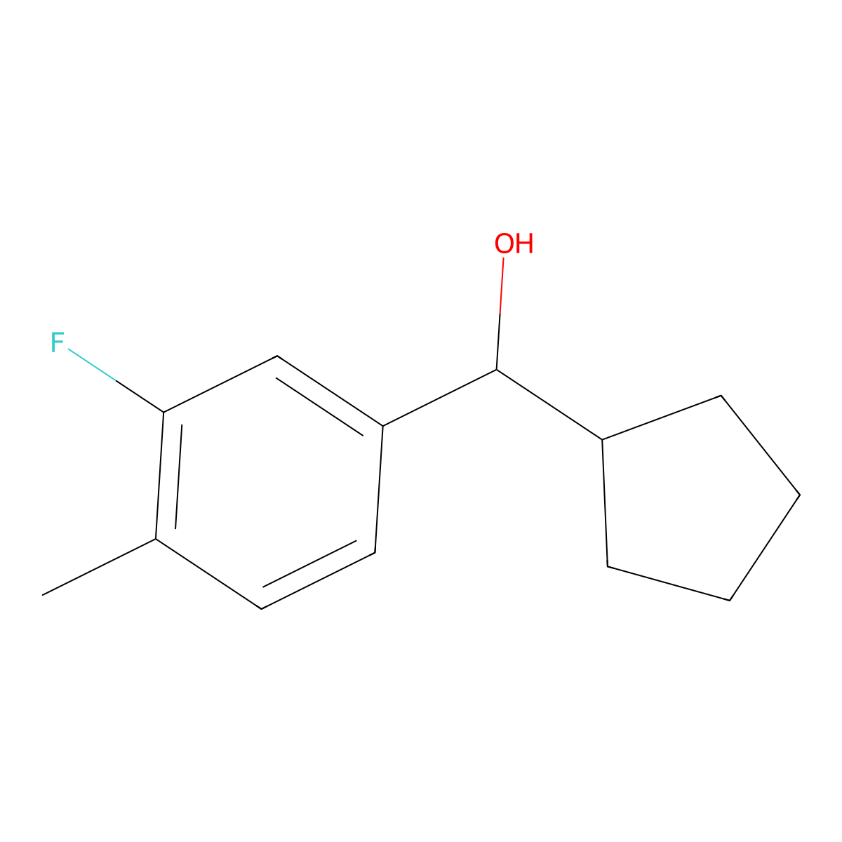 alpha-Cyclopentyl-3-fluoro-4-methylbenZenemethanol molecular structure, CAS 1216143-02-0