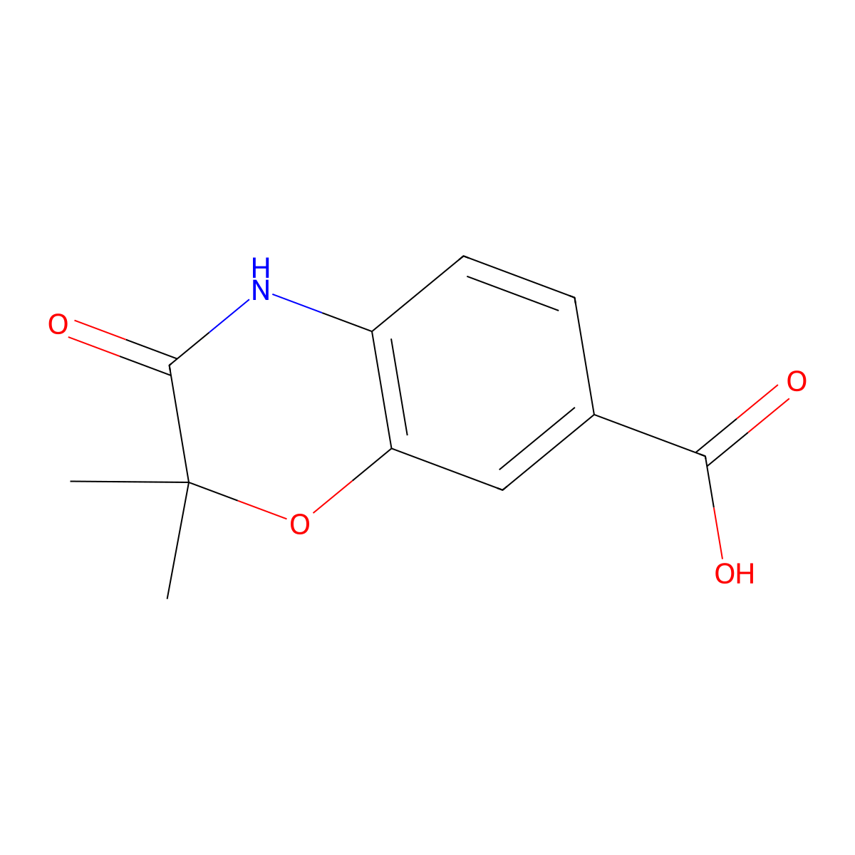2,2-dimethyl-3-oxo-3,4-dihydro-2H-1,4-benzoxazine-7-carboxylic acid molecular structure, CAS 1216146-86-9