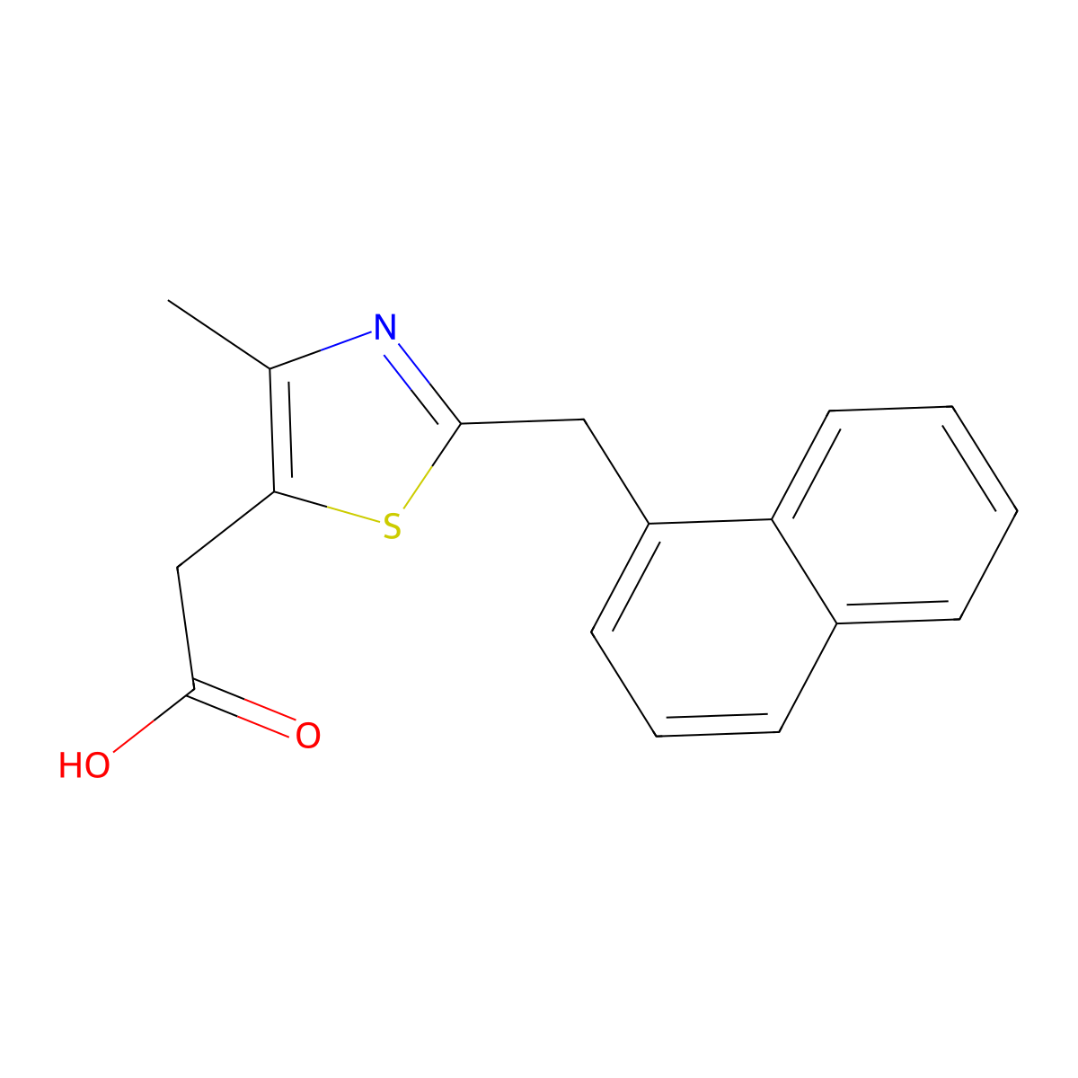 2-[4-Methyl-2-(naphthalen-1-ylmethyl)-1,3-thiazol-5-yl]acetic acid molecular structure, CAS 1216150-04-7