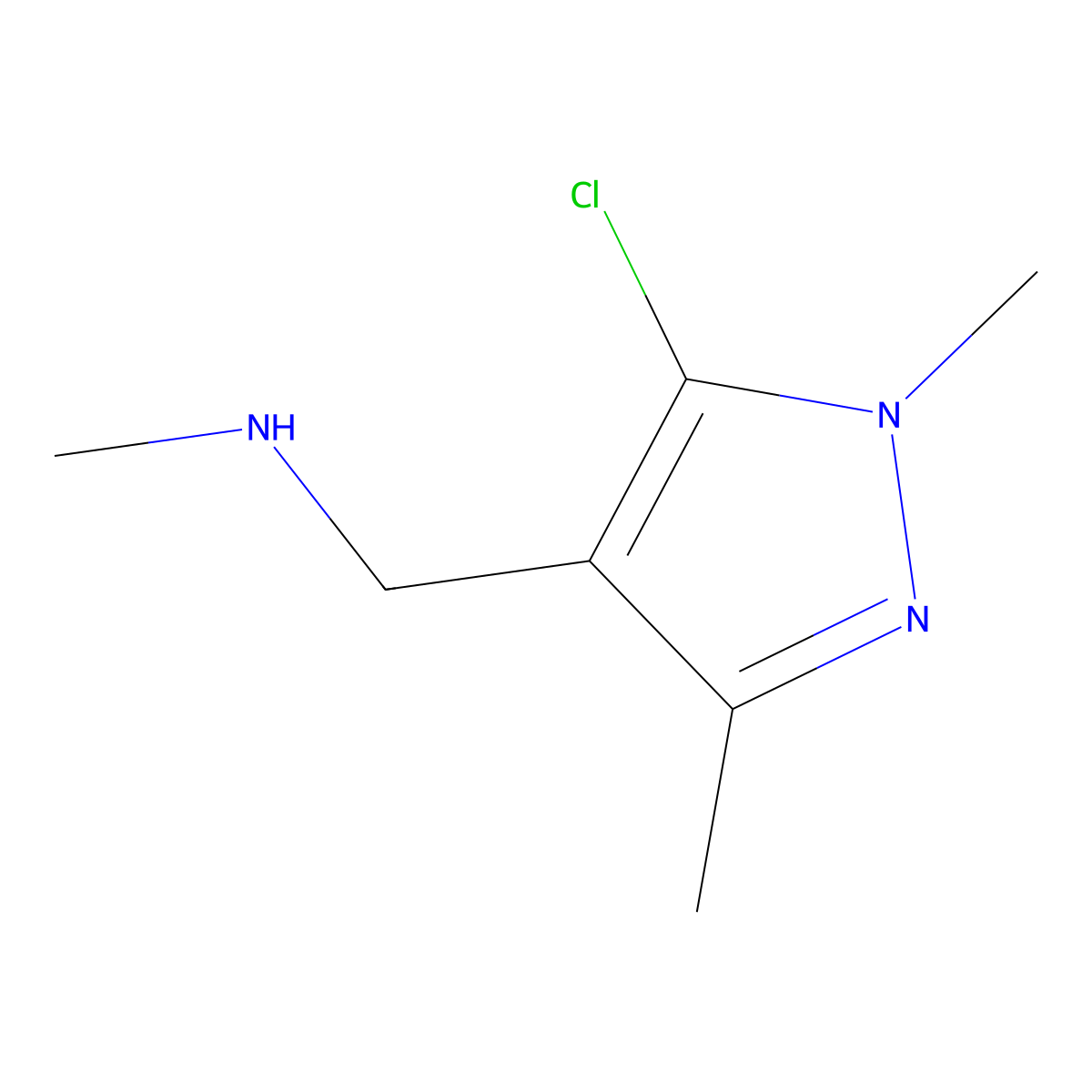 [(5-chloro-1,3-dimethyl-1H-pyrazol-4-yl)methyl](methyl)amine molecular structure, CAS 1216150-10-5