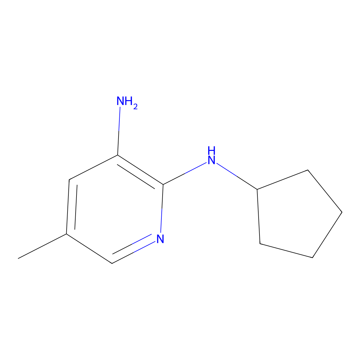 2-N-cyclopentyl-5-methylpyridine-2,3-diamine molecular structure, CAS 1216153-14-8