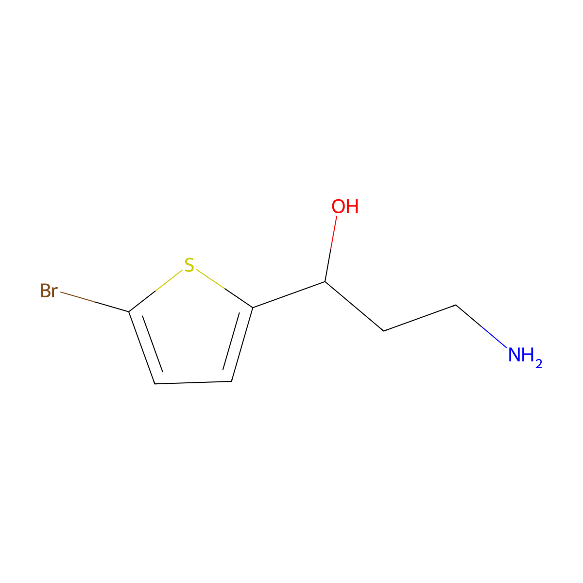 3-Amino-1-(5-bromothiophen-2-yl)propan-1-ol molecular structure, CAS 1216157-10-6