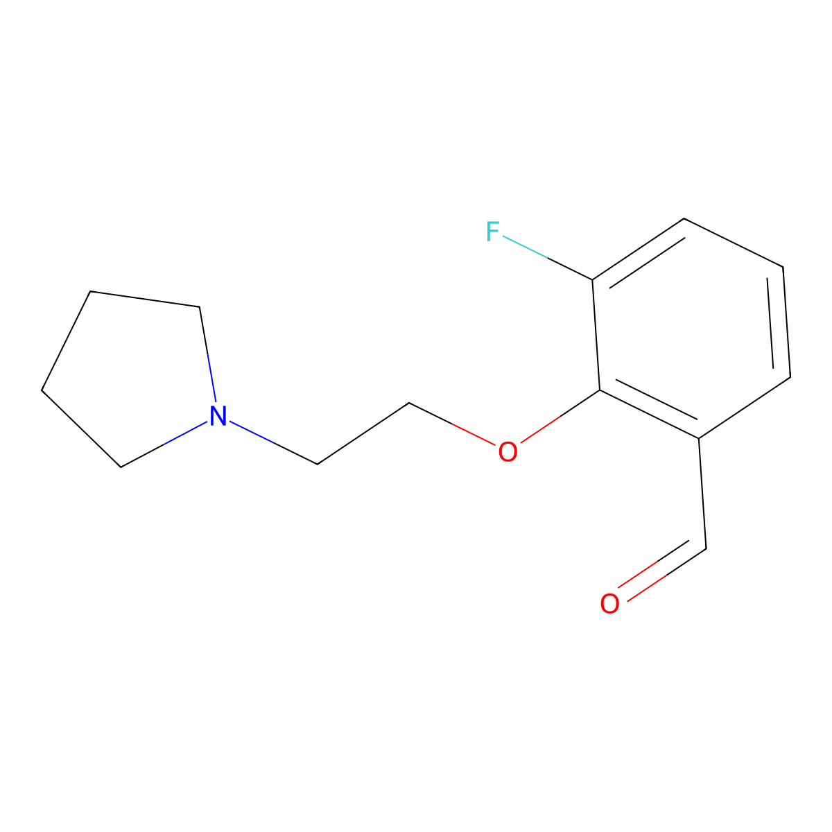 3-Fluoro-2-(2-(pyrrolidin-1-yl)ethoxy)benzaldehyde molecular structure, CAS 1216163-17-5