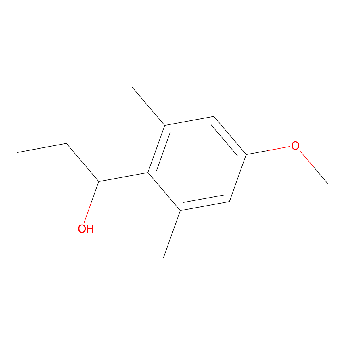 alpha-Ethyl-4-methoxy-2,6-dimethylbenzenemethanol molecular structure, CAS 1216164-26-9