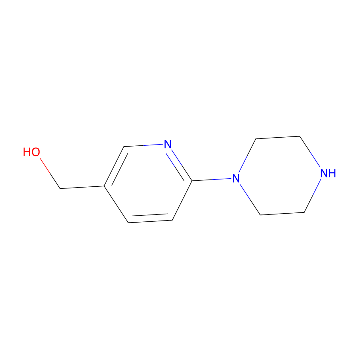 (6-(Piperazin-1-yl)pyridin-3-yl)methanol molecular structure, CAS 1216164-28-1