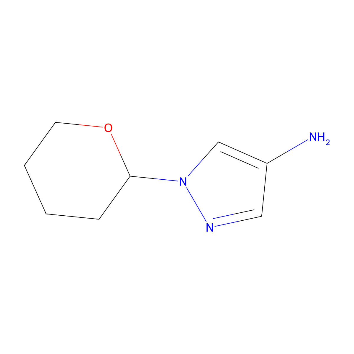 1-(oxan-2-yl)-1H-pyrazol-4-amine molecular structure, CAS 1216165-35-3