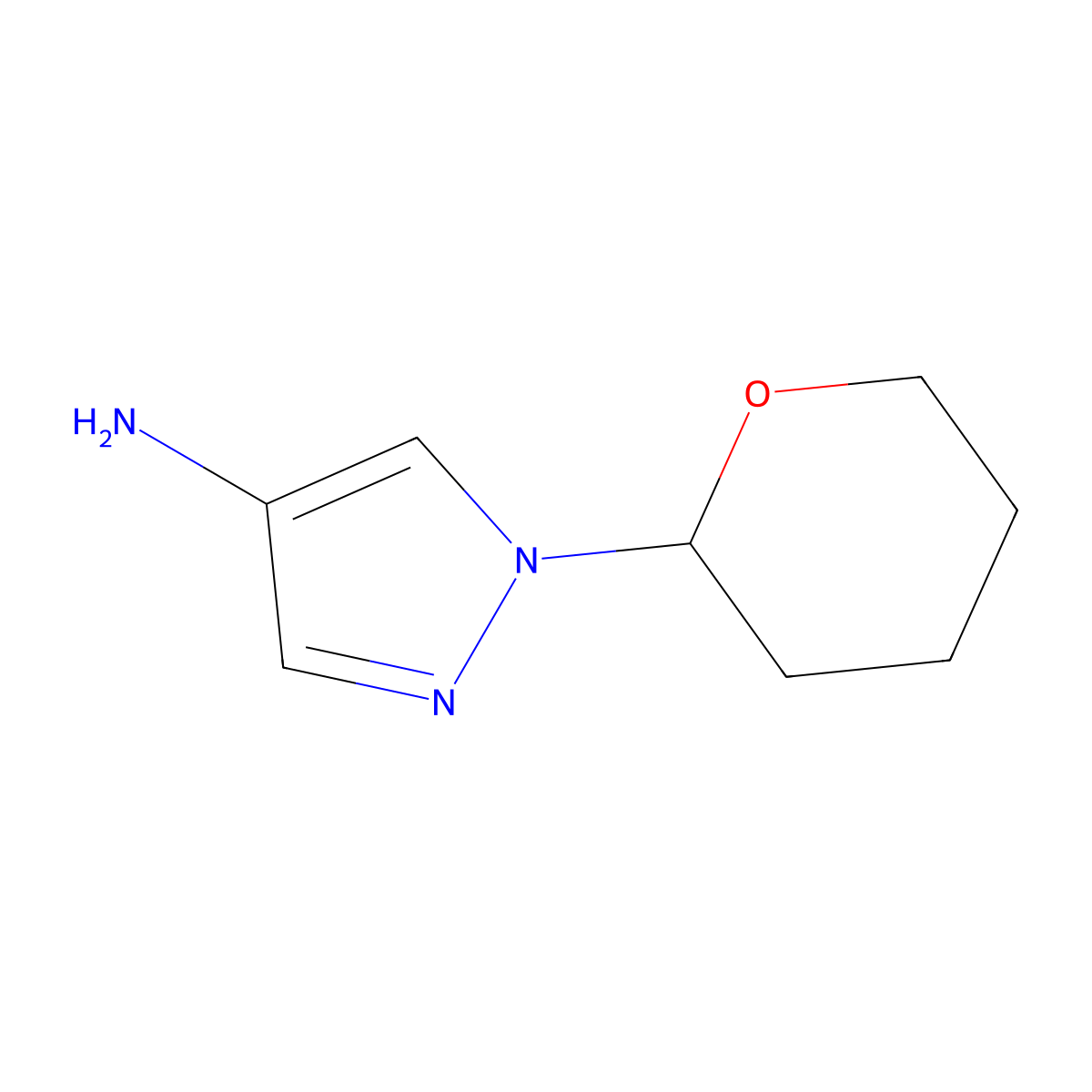 1-(oxan-2-yl)-1H-pyrazol-4-amine molecular structure, CAS 1216165-35-3