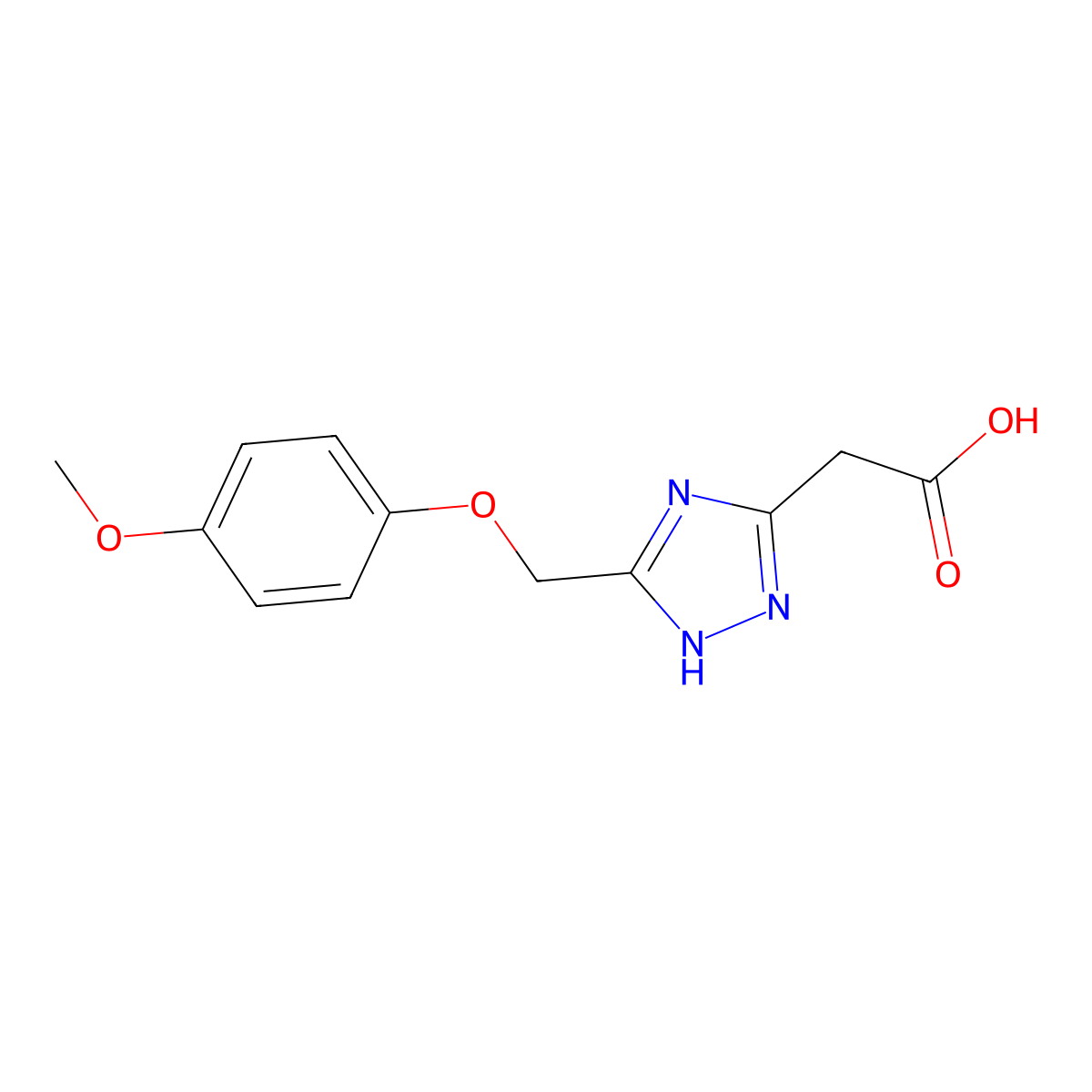 {5-[(4-methoxyphenoxy)methyl]-4H-1,2,4-triazol-3-yl}acetic acid molecular structure, CAS 1216166-21-0