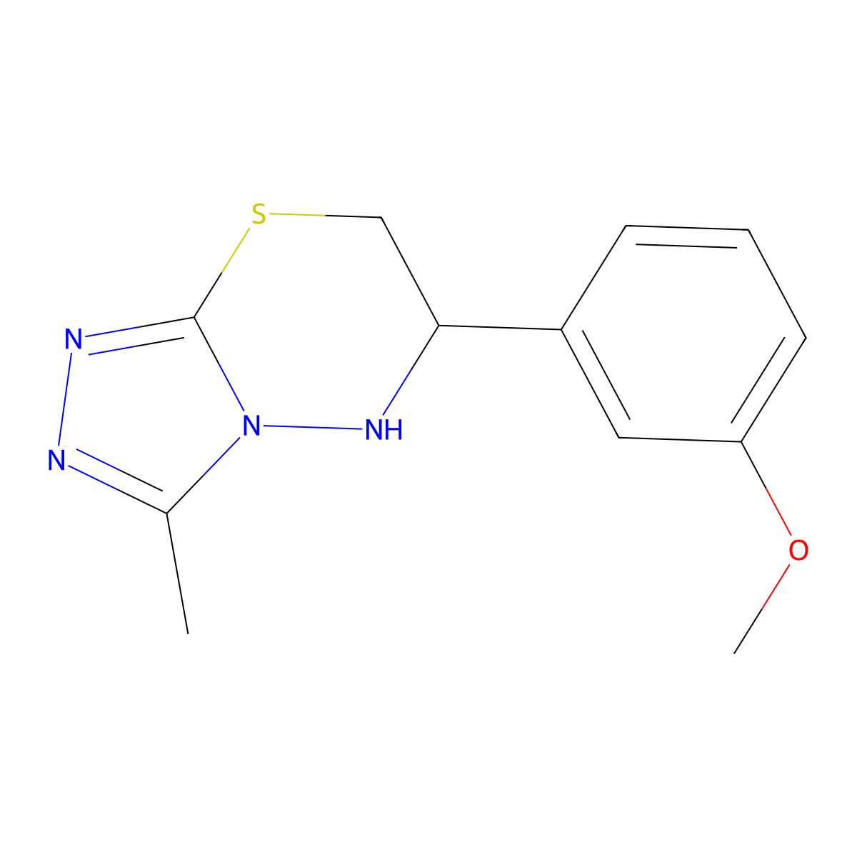6-(3-methoxyphenyl)-3-methyl-5H,6H,7H-[1,2,4]triazolo[3,4-b][1,3,4]thiadiazine molecular structure, CAS 1216167-49-5