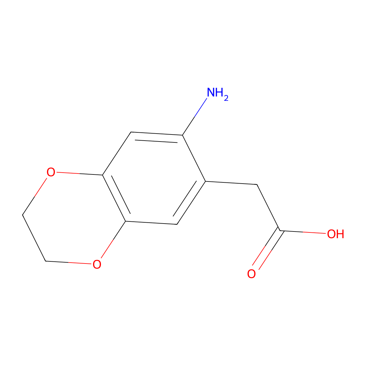 2-(7-Amino-2,3-dihydro-1,4-benzodioxin-6-yl)acetic acid molecular structure, CAS 1216171-79-7
