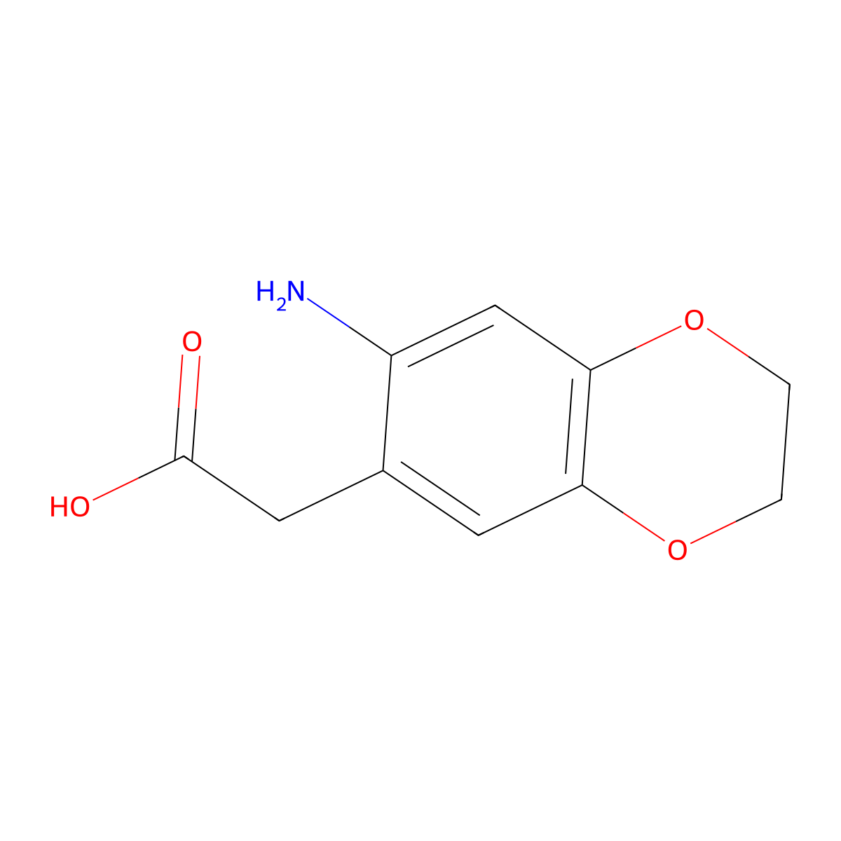 2-(7-Amino-2,3-dihydro-1,4-benzodioxin-6-yl)acetic acid molecular structure, CAS 1216171-79-7