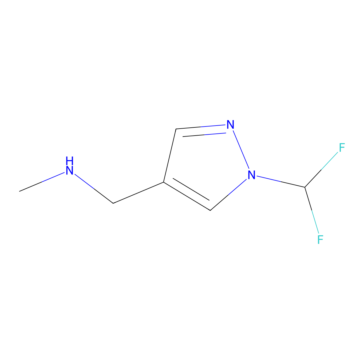 {[1-(difluoromethyl)-1H-pyrazol-4-yl]methyl}(methyl)amine molecular structure, CAS 1216175-96-0