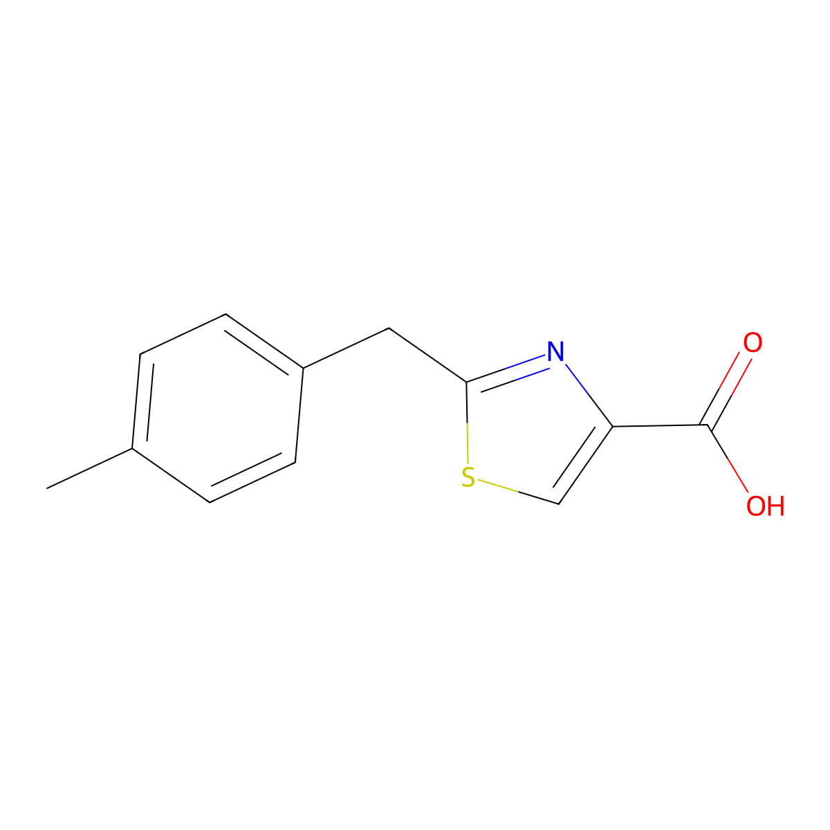 2-[(4-Methylphenyl)methyl]-1,3-thiazole-4-carboxylic acid molecular structure, CAS 1216181-04-2