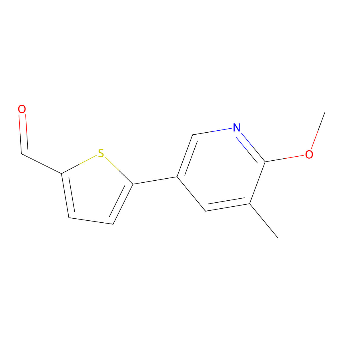 5-(6-Methoxy-5-methylpyridin-3-yl)thiophene-2-carbaldehyde molecular structure, CAS 1216181-24-6