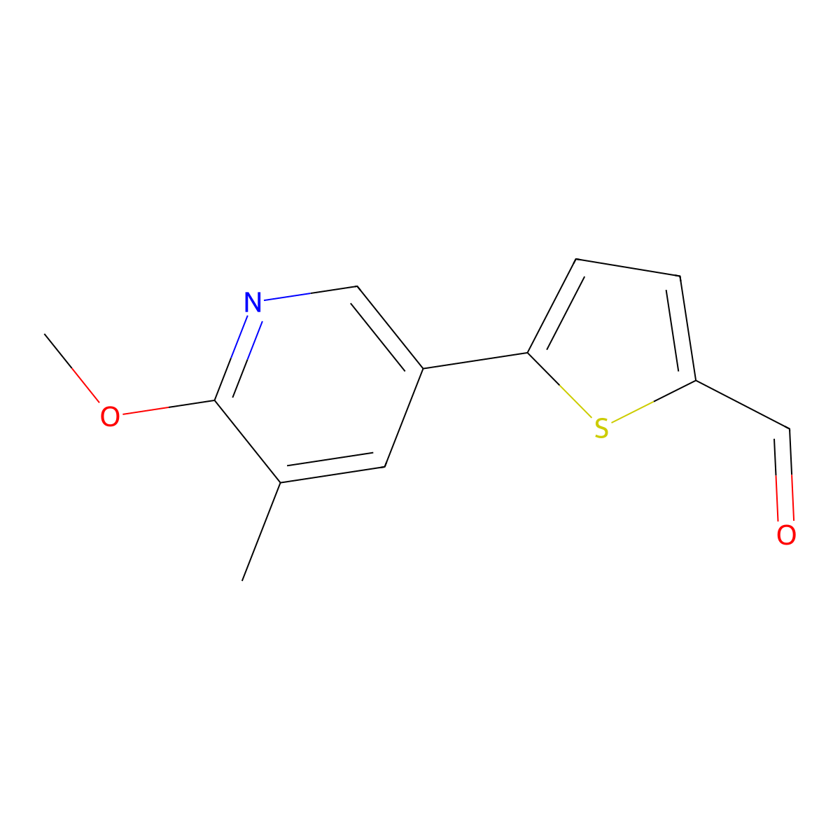 5-(6-Methoxy-5-methylpyridin-3-yl)thiophene-2-carbaldehyde molecular structure, CAS 1216181-24-6