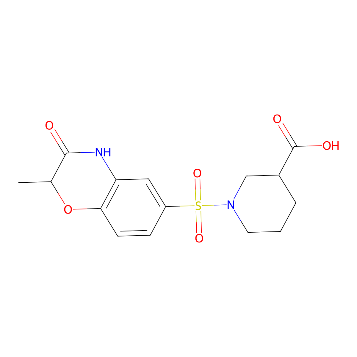 1-[(2-Methyl-3-oxo-3,4-dihydro-2H-1,4-benzoxazin-6-yl)sulfonyl]piperidine-3-carboxylic acid molecular structure, CAS 1216182-44-3