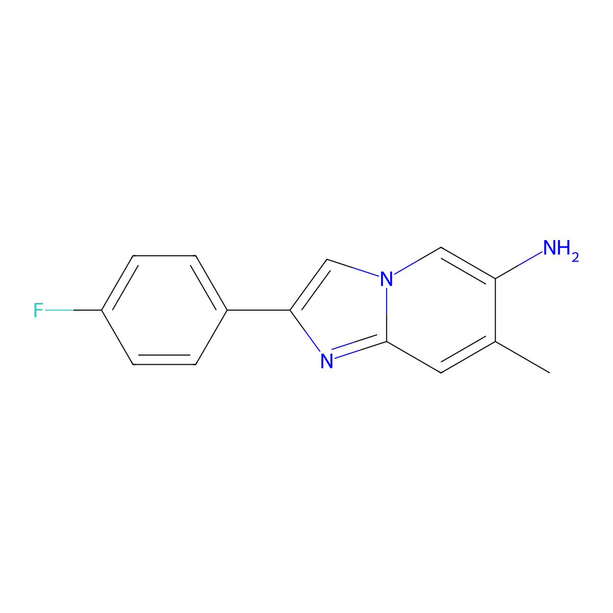 2-(4-Fluoro-phenyl)-7-methyl-imidazo[1,2-a]pyridin-6-ylamine molecular structure, CAS 1216184-58-5