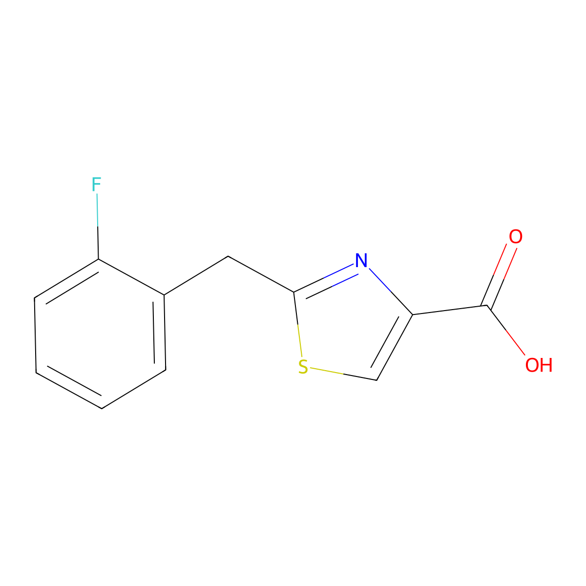 2-[(2-Fluorophenyl)methyl]-1,3-thiazole-4-carboxylic acid molecular structure, CAS 1216196-70-1