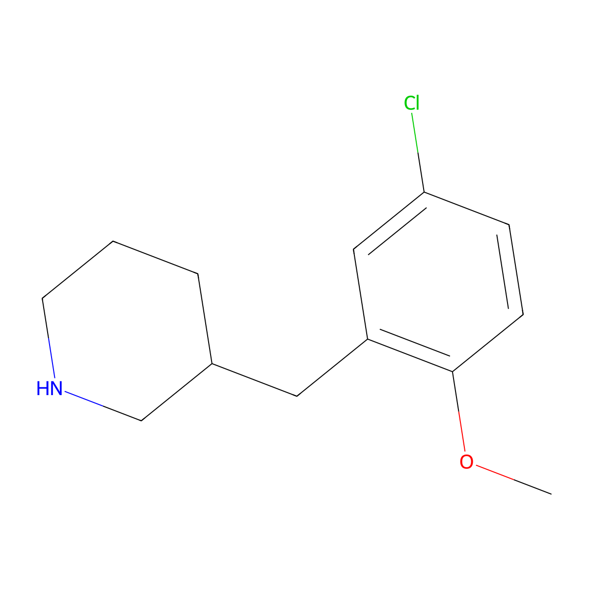 3-(5-Chloro-2-methoxybenzyl)piperidine molecular structure, CAS 1216204-07-7