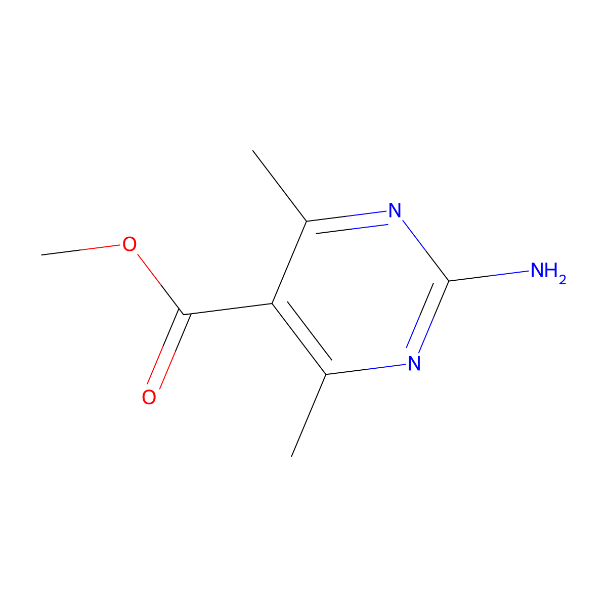 Methyl 2-amino-4,6-dimethylpyrimidine-5-carboxylate molecular structure, CAS 1216205-65-0
