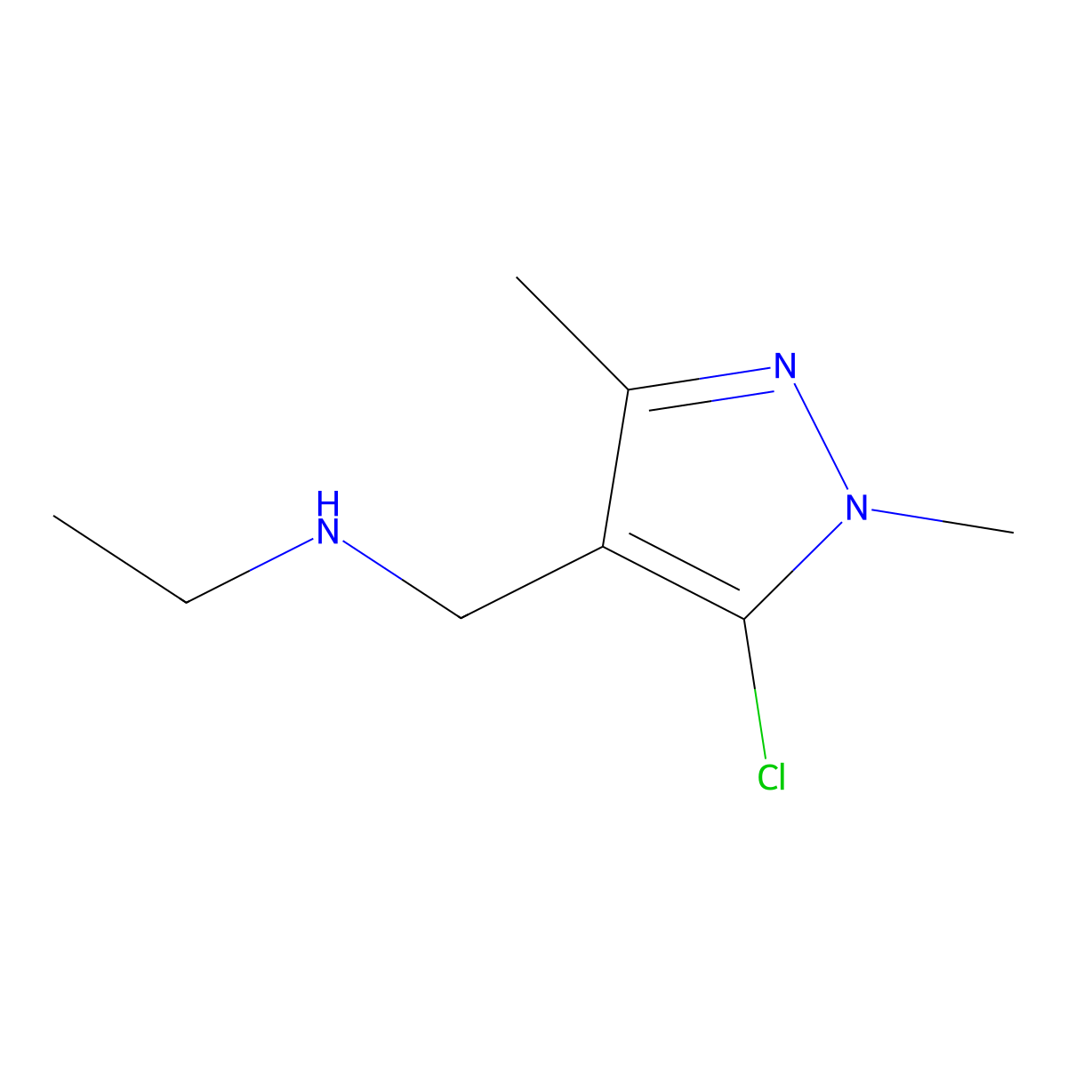 [(5-chloro-1,3-dimethyl-1H-pyrazol-4-yl)methyl](ethyl)amine molecular structure, CAS 1216206-54-0