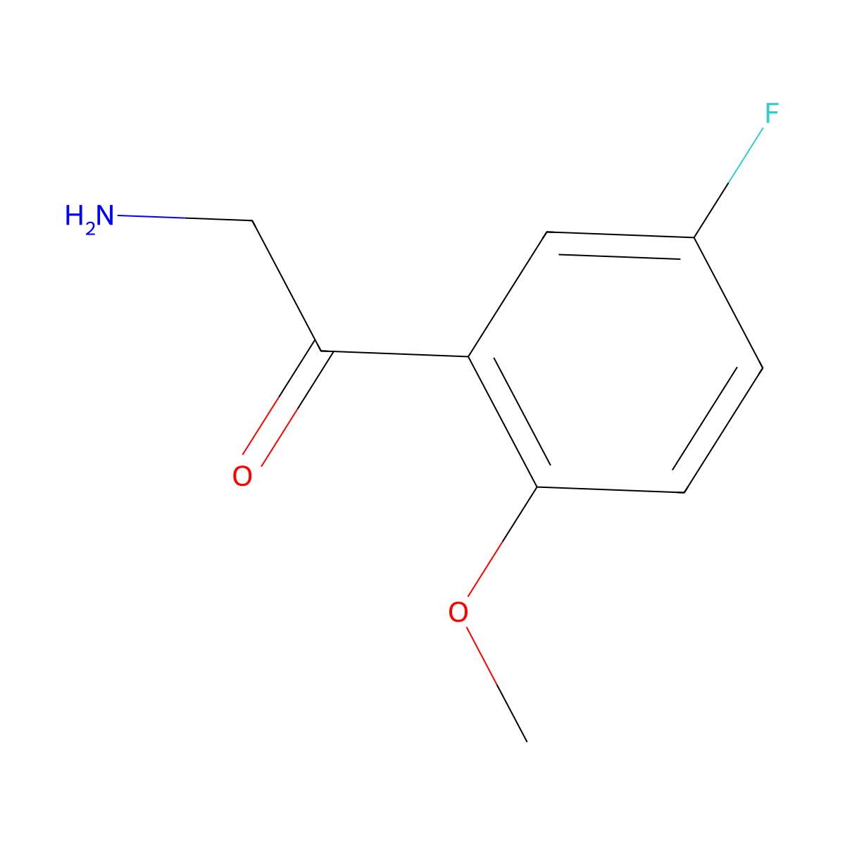 2-Amino-1-(5-fluoro-2-methoxyphenyl)ethan-1-one molecular structure, CAS 1216207-56-5