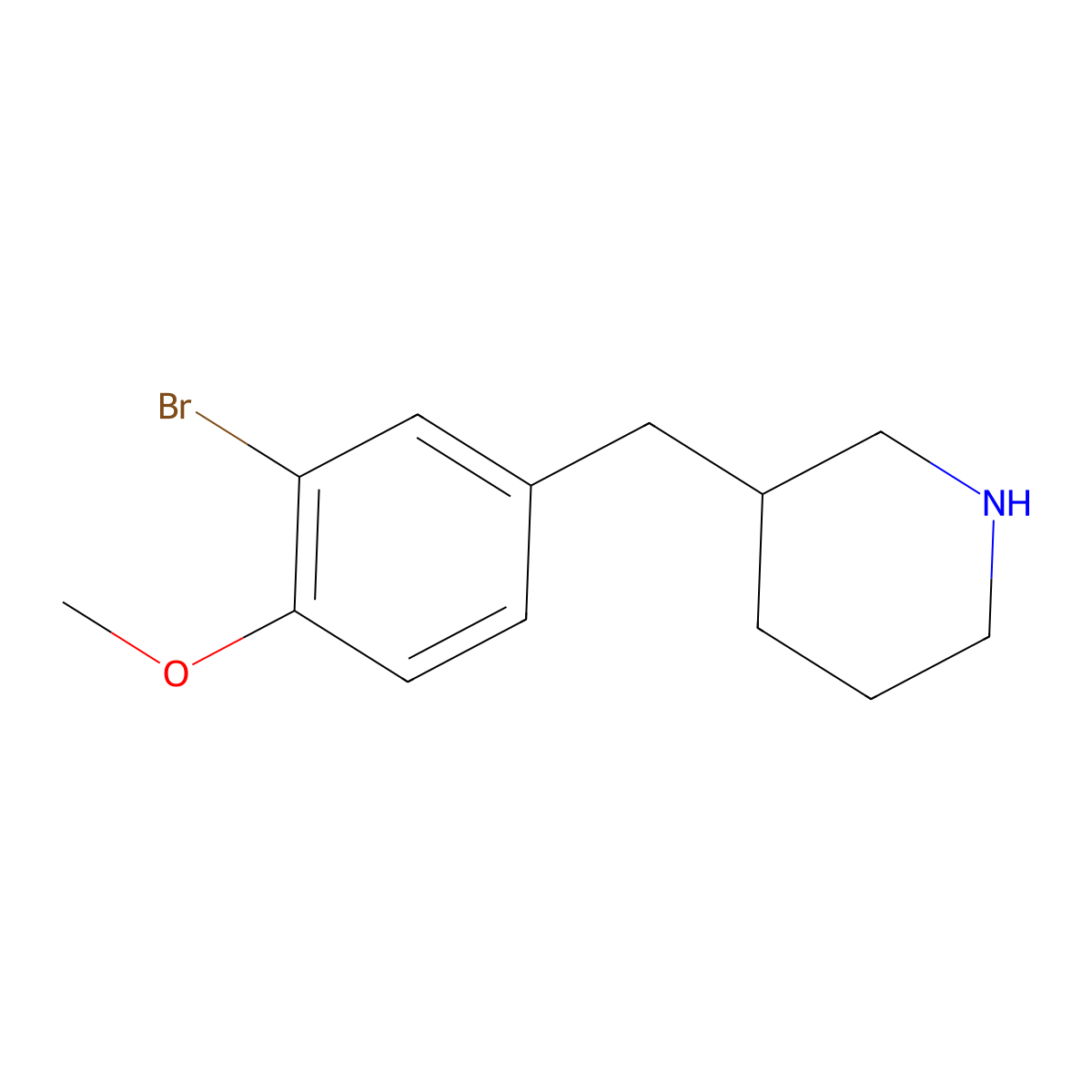 3-(3-Bromo-4-methoxybenzyl)piperidine molecular structure, CAS 1216213-38-5