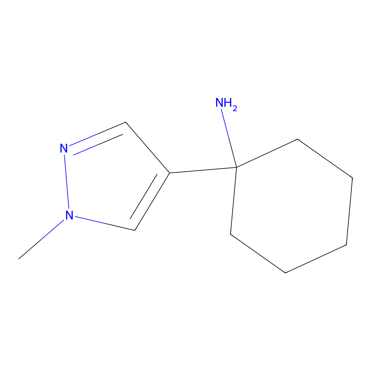 1-(1-Methyl-1H-pyrazol-4-yl)cyclohexanamine molecular structure, CAS 1216214-38-8