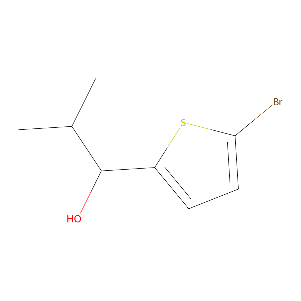 1-(5-Bromothiophen-2-yl)-2-methylpropan-1-ol molecular structure, CAS 1216221-69-0