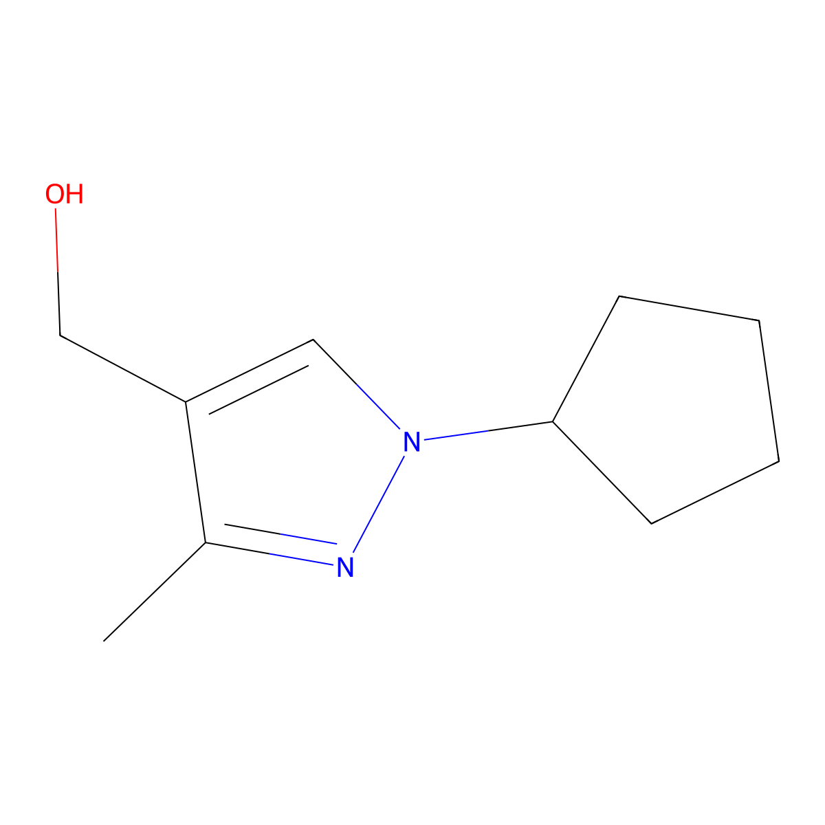 (1-Cyclopentyl-3-methyl-1H-pyrazol-4-YL)methanol molecular structure, CAS 1216222-36-4
