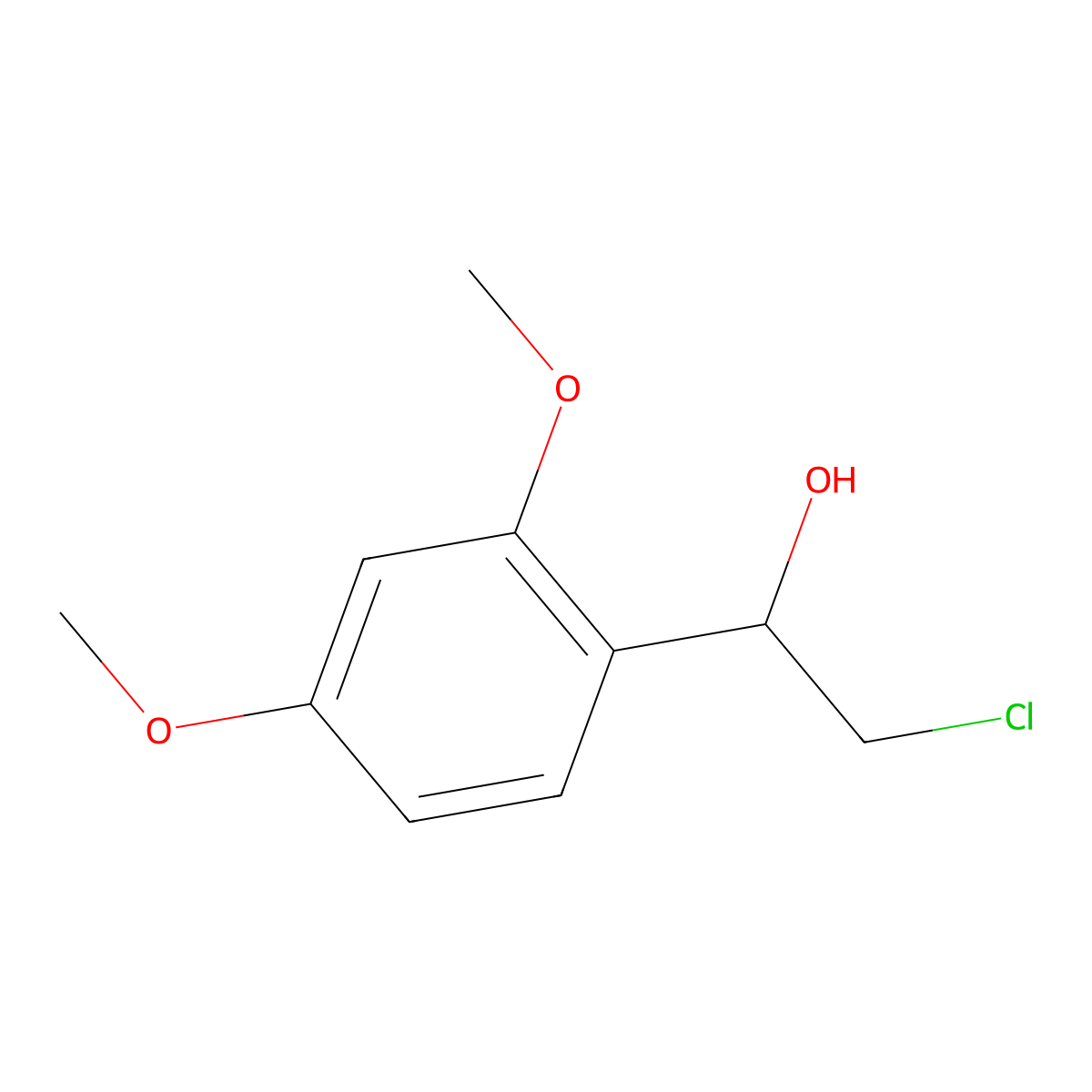2-Chloro-1-(2,4-dimethoxyphenyl)ethan-1-ol molecular structure, CAS 1216225-30-7