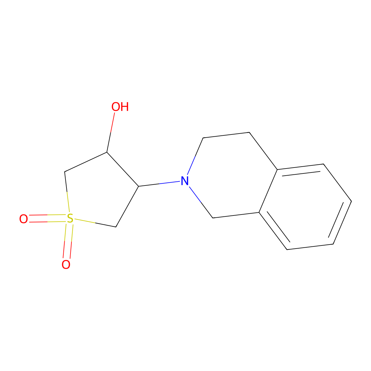 Thiophene-3-ol, 4-(3,4-dihydro-2(1H)-isoquinolinyl)tetrahydro-, 1,1-dioxide molecular structure, CAS 1216225-53-4