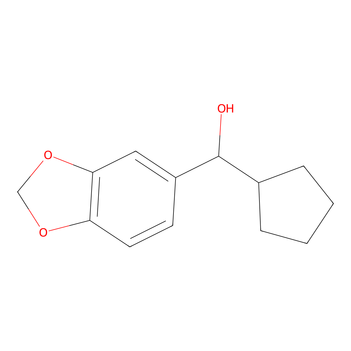 (2H-1,3-benzodioxol-5-yl)(cyclopentyl)methanol molecular structure, CAS 1216230-18-0