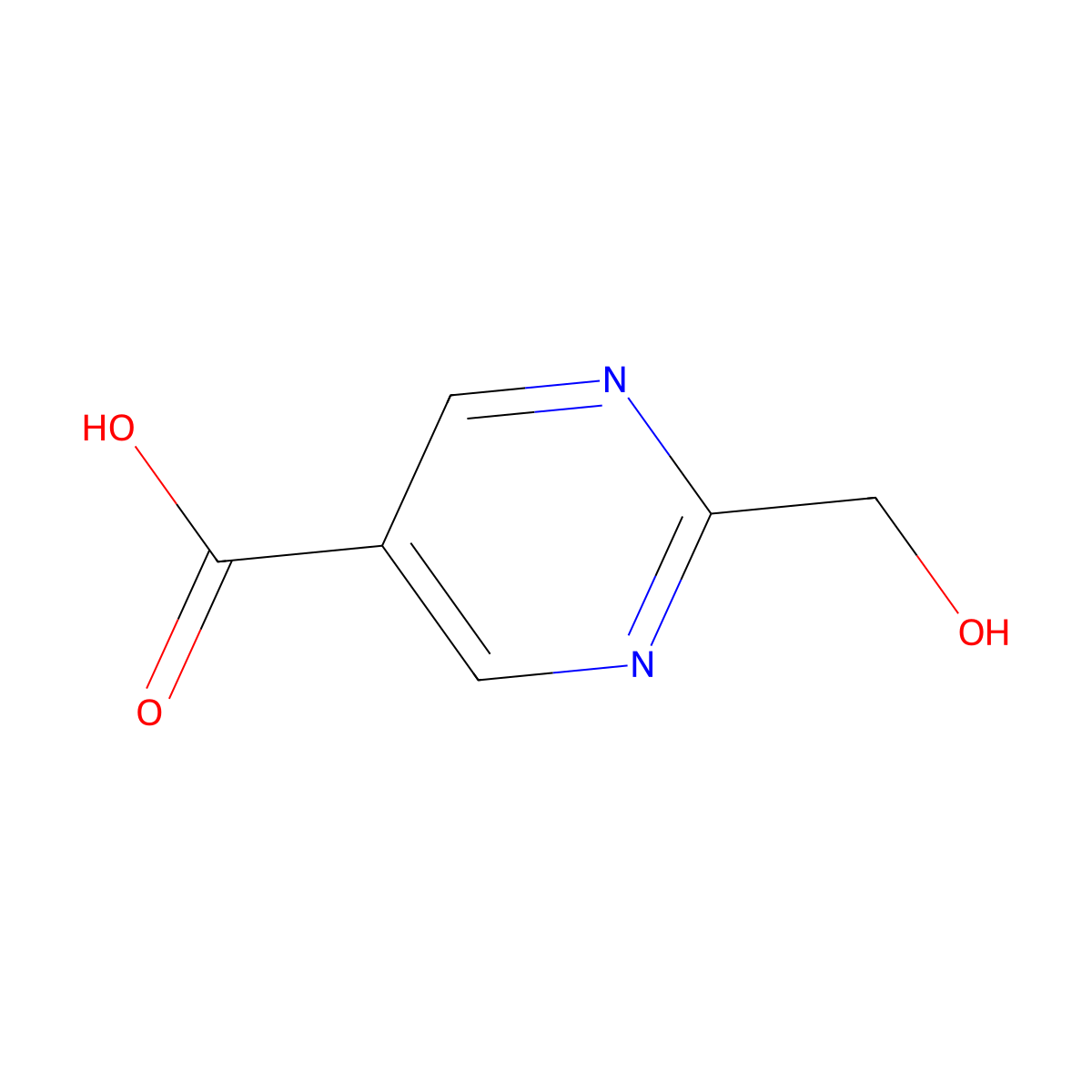 2-(Hydroxymethyl)pyrimidine-5-carboxylic acid molecular structure, CAS 1216230-52-2