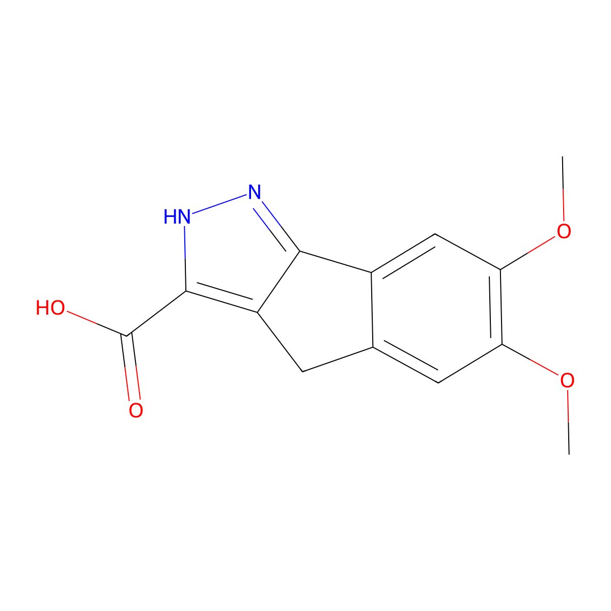 6,7-Dimethoxy-1,4-dihydroindeno[1,2-c]pyrazole-3-carboxylic acid molecular structure, CAS 1216231-84-3