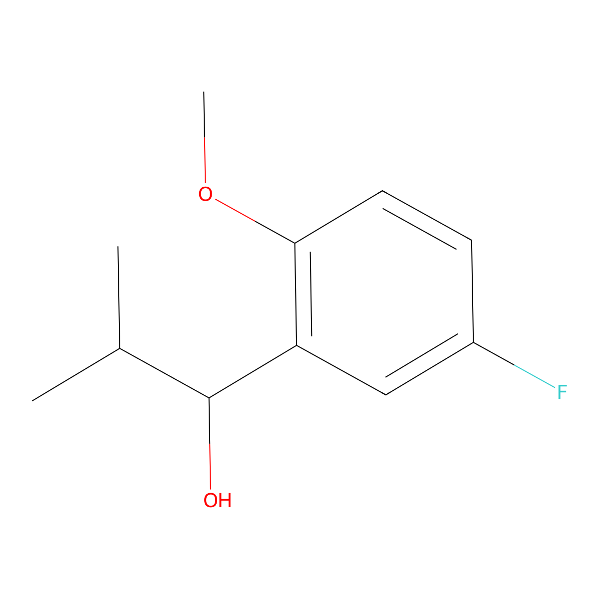 1-(5-Fluoro-2-methoxyphenyl)-2-methylpropan-1-ol molecular structure, CAS 1216233-57-6