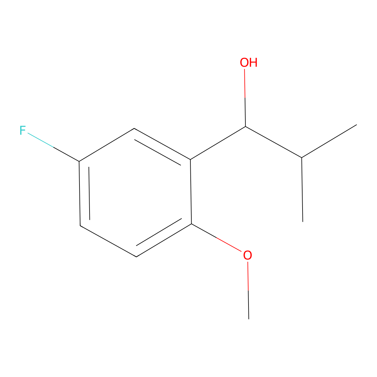1-(5-Fluoro-2-methoxyphenyl)-2-methylpropan-1-ol molecular structure, CAS 1216233-57-6