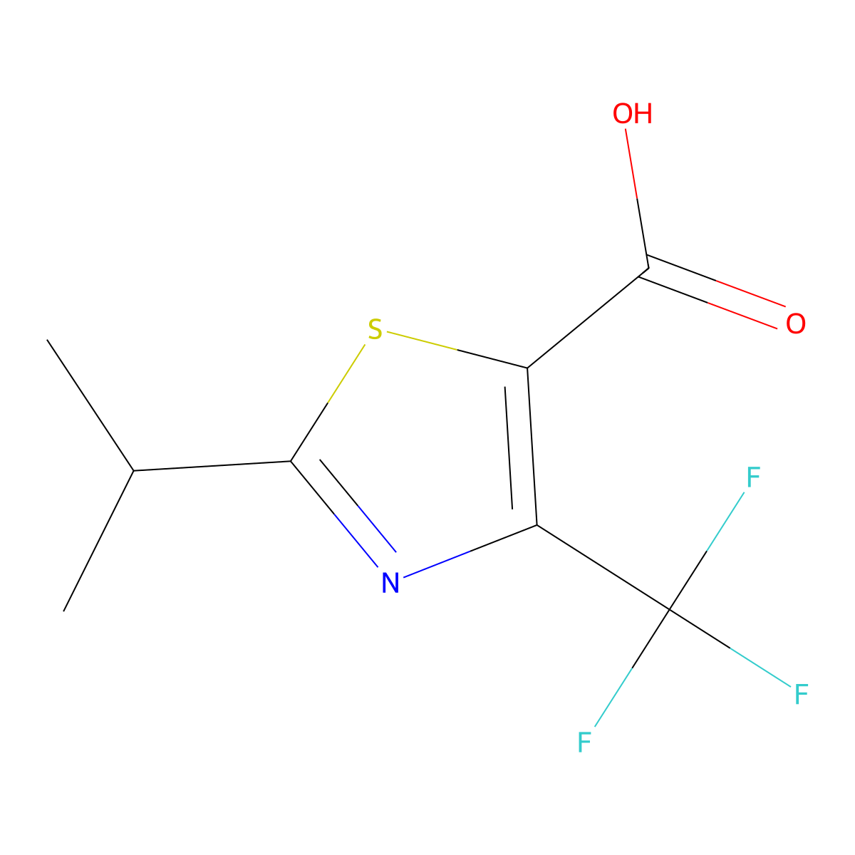 2-(Propan-2-yl)-4-(trifluoromethyl)-1,3-thiazole-5-carboxylic acid molecular structure, CAS 1216234-50-2