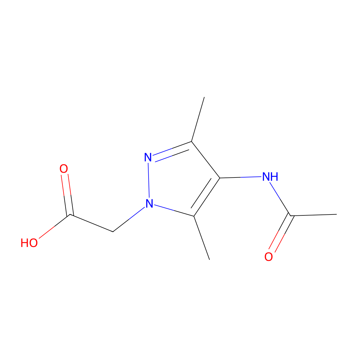 2-(4-acetamido-3,5-dimethyl-1H-pyrazol-1-yl)acetic acid molecular structure, CAS 1216234-67-1