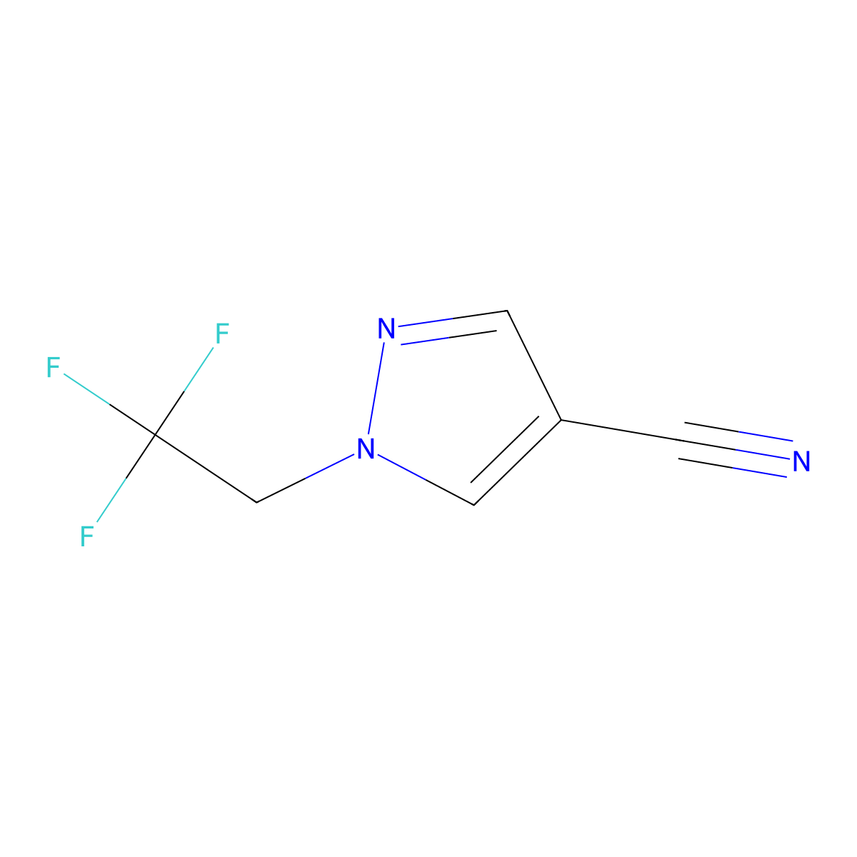 1-(2,2,2-trifluoroethyl)-1H-pyrazole-4-carbonitrile molecular structure, CAS 1216241-07-4