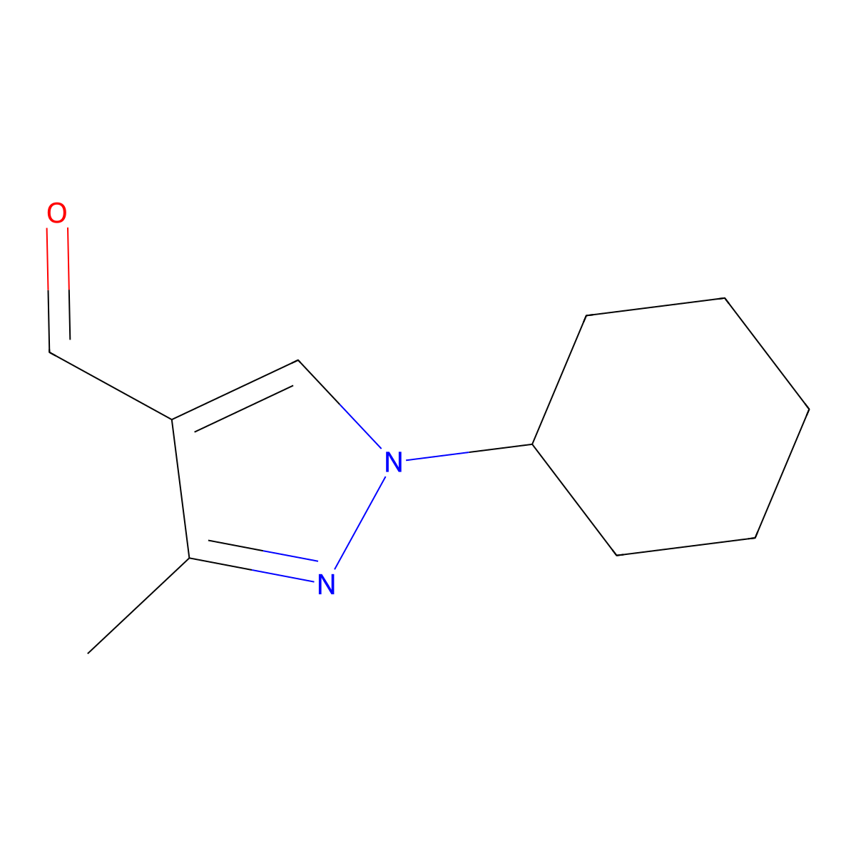 1-cyclohexyl-3-methyl-1H-pyrazole-4-carbaldehyde molecular structure, CAS 1216242-42-0