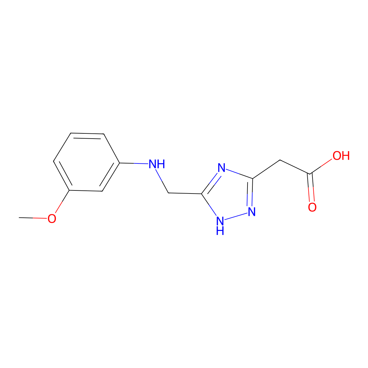 2-(3-(((3-methoxyphenyl)amino)methyl)-1H-1,2,4-triazol-5-yl)acetic acid molecular structure, CAS 1216242-62-4