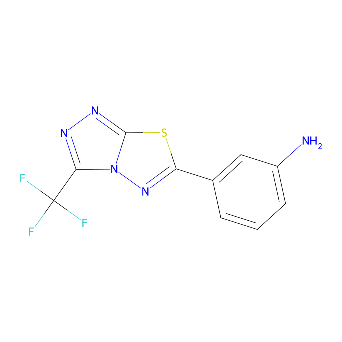 3-[3-(Trifluoromethyl)[1,2,4]triazolo[3,4-b][1,3,4]thiadiazol-6-yl]aniline molecular structure, CAS 1216244-68-6