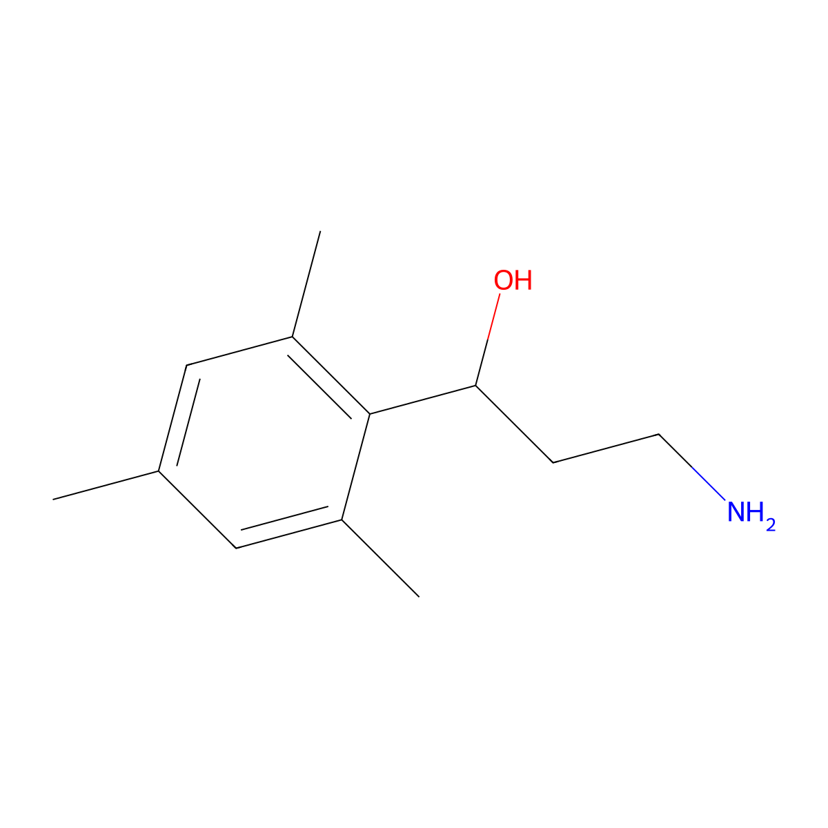 3-Amino-1-(2,4,6-trimethylphenyl)propan-1-ol molecular structure, CAS 1216244-90-4