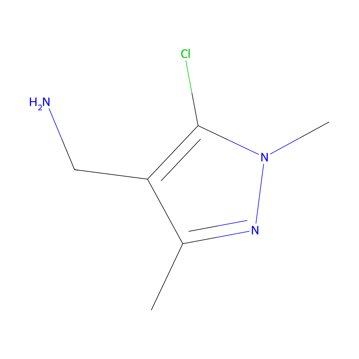 (5-Chloro-1,3-dimethyl-1h-pyrazol-4-yl)methanamine molecular structure, CAS 1216246-26-2