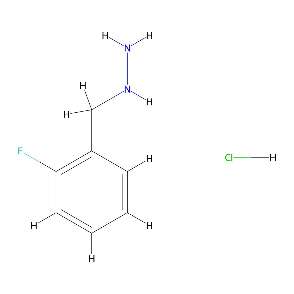 ((2-Fluorophenyl)methyl)hydrazine hydrochloride molecular structure, CAS 1216246-45-5