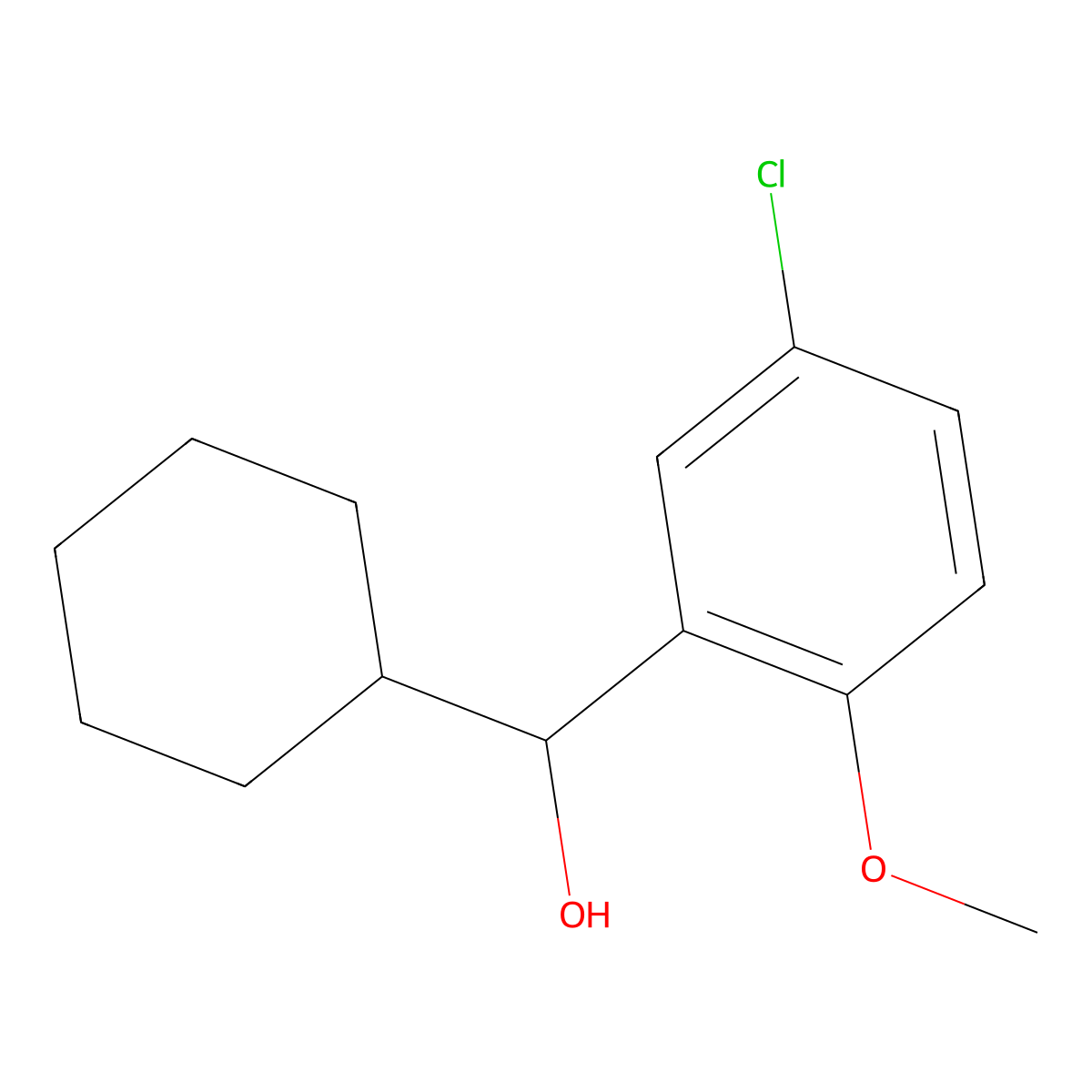 5-Chloro-alpha-cyclohexyl-2-methoxybenzenemethanol molecular structure, CAS 1216246-46-6