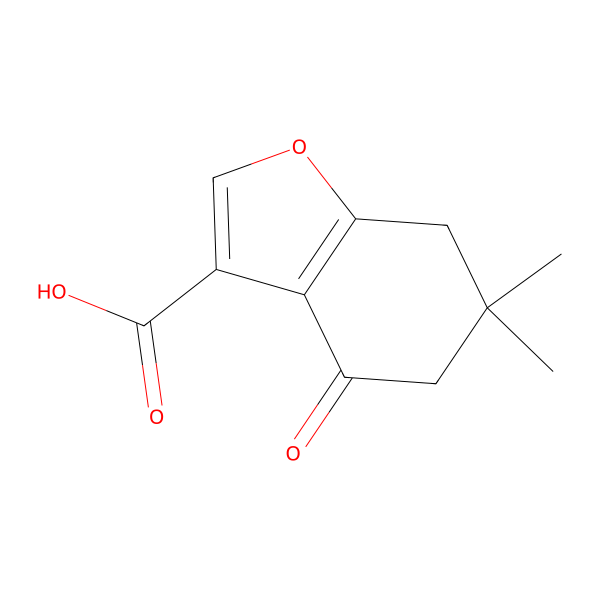 6,6-Dimethyl-4-oxo-4,5,6,7-tetrahydro-benzofuran-3-carboxylic acid molecular structure, CAS 121625-78-3