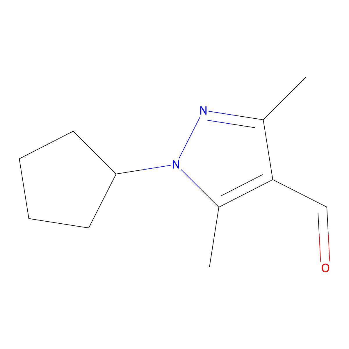 1-Cyclopentyl-3,5-dimethyl-1H-pyrazole-4-carbaldehyde molecular structure, CAS 1216258-68-2